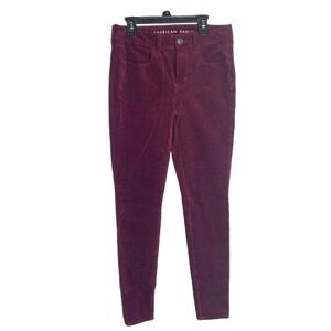 American Eagle Super Stretch Skinny Jeans Corduroy Sz 2 short Wine Purple